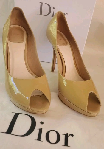 Escarpins Dior cuir verni moutarde Miss Dior taille 38,5