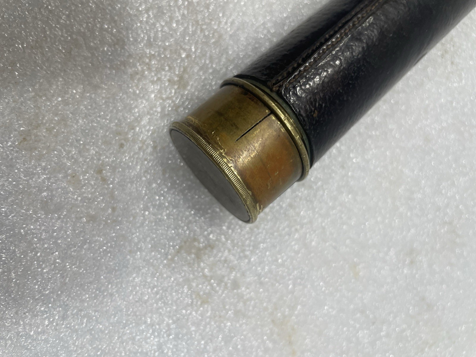 Atq /Vtg Mariners Pocket 3 Draw Telescope/ Spyglass Leather and brass 4.5-10.5"