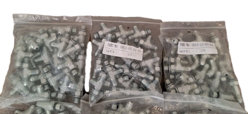 6804-04-04-04 Hydraulic Male Run Tee Fittings 1/4" ORB to JIC 37° Flare 250pcs - Image 2 of 4