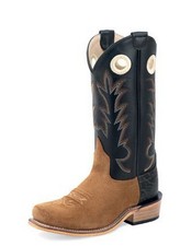 Old West Western Boots Boys Fancy Stitch Leather Rubber Black 8209