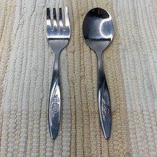 VTG EVENFLO BABY FORK  SPOON STAINLESS STEEL TAIWAN LASTING ROSE TODDLER 4.25"