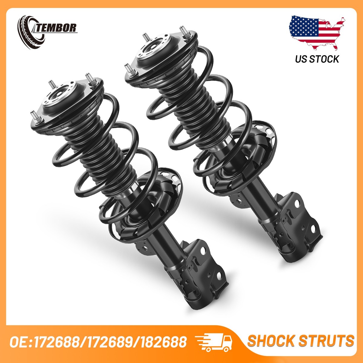 Pair Front Complete Struts Shocks Assembly For 2012-2017 Toyota