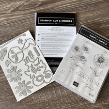 NEW - SIMPLY ZINNIA Stamp Set & Dies Stampin Up Flower Gratitude Thanks 2508