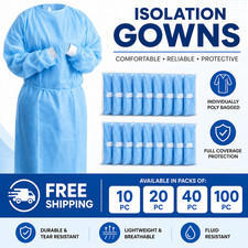 Isolation Gowns AAMI Level 3 Blue Medical Size S M L XL XXL - 10/20/40/100 PCS