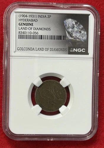 India 1904-1931- 2P Paisa Hyderabad NGC Genuine Golconda Land Of Diamonds Coin