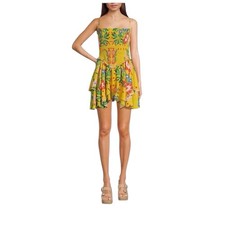 Chelsea & Violet Sleeveless Smocked Yvette Mini Dress L Floral Resortwear NWT