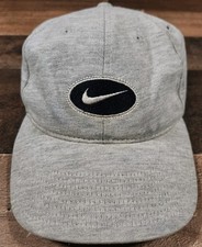 Vintage Nike Snapback Hat Center Swoosh Logo Heathered Gray 90s Rare S7CCH SS 