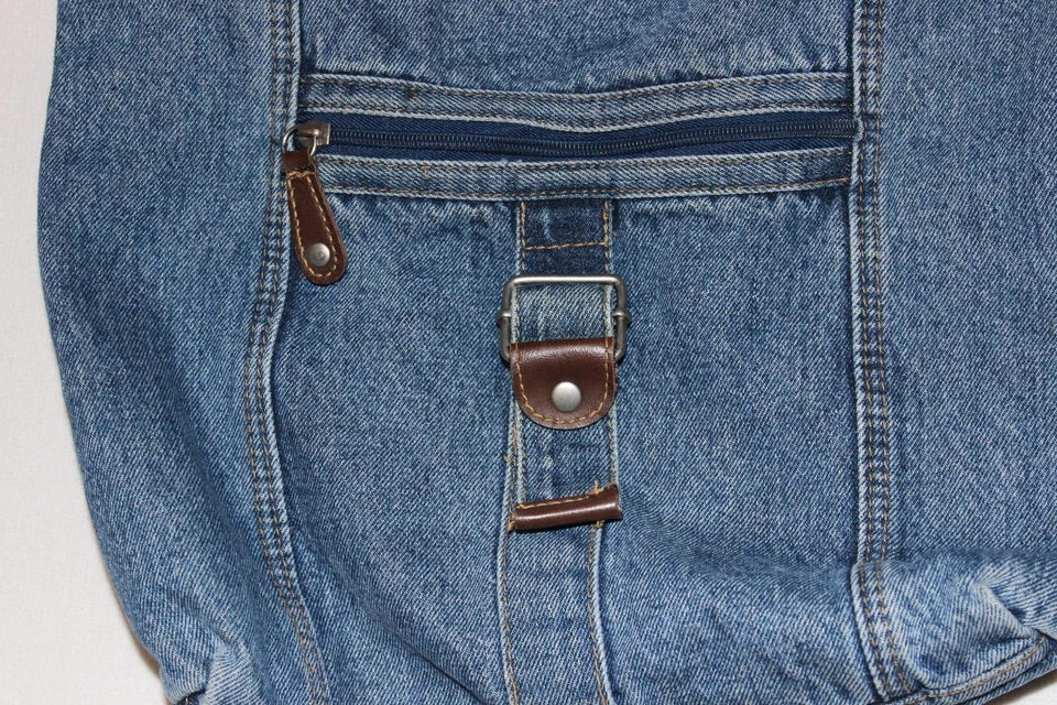 Cartera Denim Azul Cierre Cremallera Bolsillo Frontal Suave Sin Marca De Colección Años 80 Foto 3 de 4