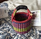 NWT Handmade African Mini Woven Market Basket With Leather  — photo 10