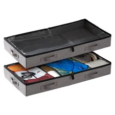 Under Bed Storage Containers Low Profile Underbed Organizers with Sturdy Handles