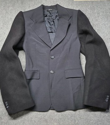 Maison Margiela Blazer 44 Mixed Media Mohair Sleeve Italy Avant Garde Navy Blue