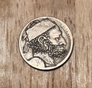 1927 HAND CARVED HOBO NICKEL MAN IN HAT