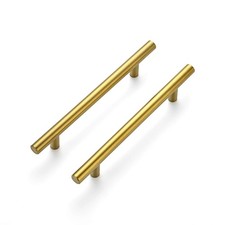 3 PCS 7.38 Inch Brushed Brass Kitchen Cabinet Pulls 5 Inch Hole Center