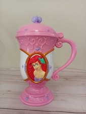 Ariel Little Mermaid Plastic Cup with Flip Lid Pink. Never used, only displayed