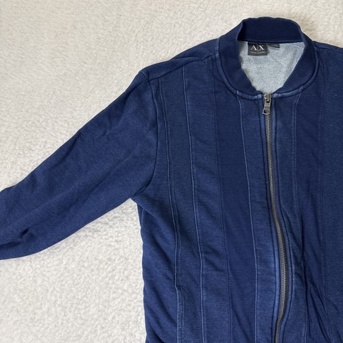 Armani Exchange Navy Blue Full Zip Jacket Denim Look Size Large - Picture 10 of 12