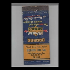 Matchbook Cover - Stripped Feature Sunoco Gas Station Nu-Blue Buffalo, NY