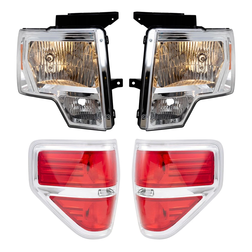 4 Pc Performance Set of Headlights & Tail Lights for 09-14 Ford F-150 Styleside - Image 2 of 4