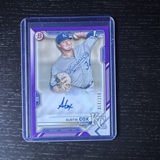 Topps 2021 Bowman Austin Cox RC Auto PAPR-ACO Purple Border /250 Royals