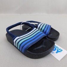 Swiggles Kids Sculpted Stripe Backstrap Slide Sandals Toddler 6, Blue-Black