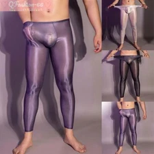 Men Gay Tights Oil Shiny Stockings Closed Crotch Pantyhose Underwear Socks New