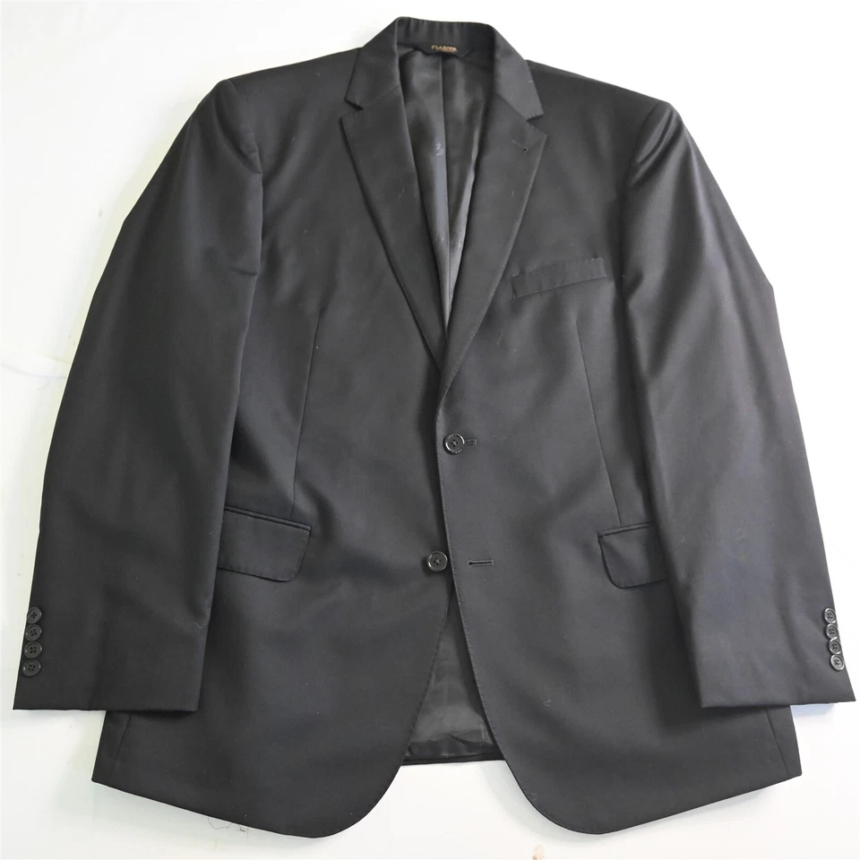 Terno calça jaqueta masculina Jos A Bank 46L 40x30 preto sólido assinatura ouro 100% lã - Imagem 2 de 4