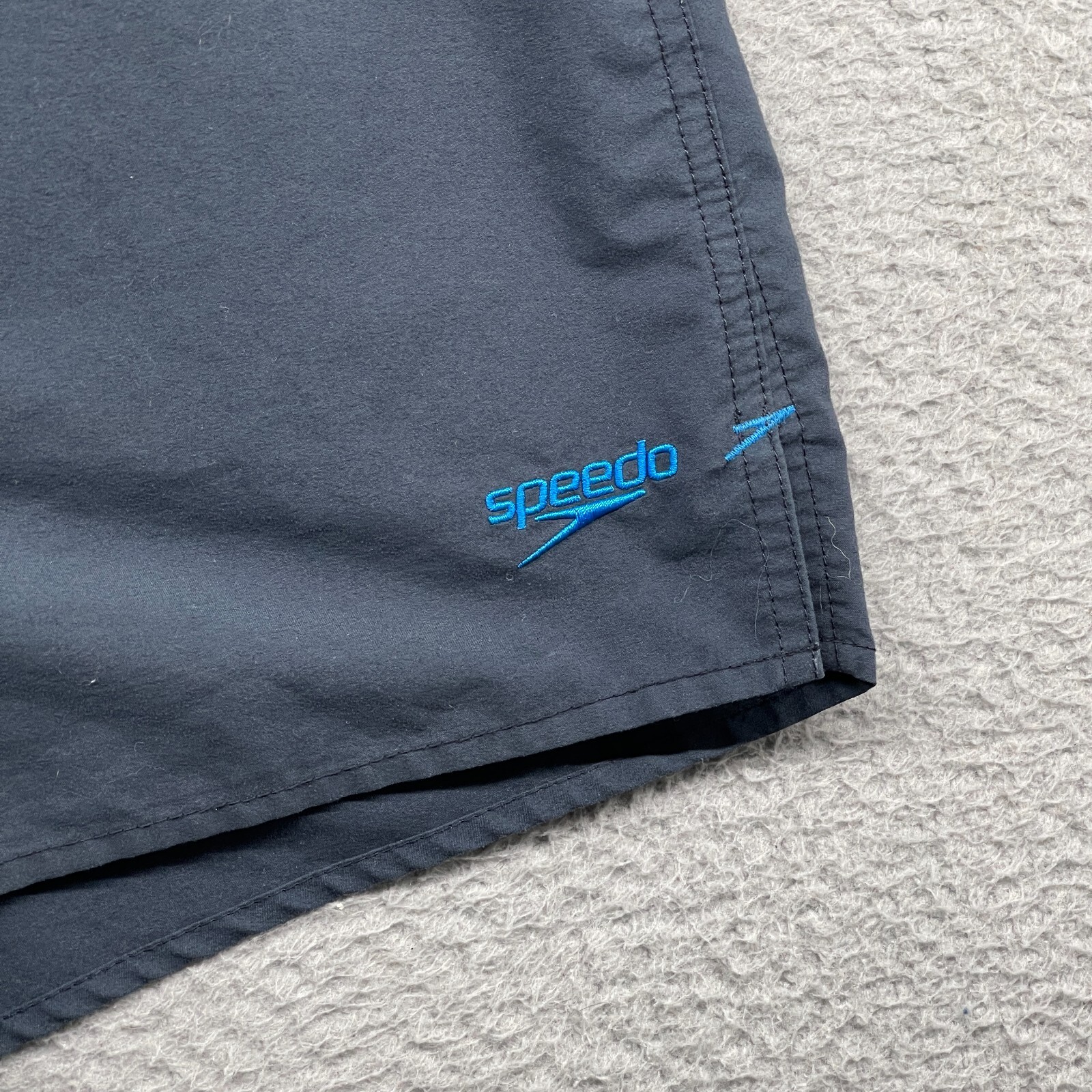 Speedo Mens Swim Shorts Blue Elastic Waist Drawstring Logo Polyester