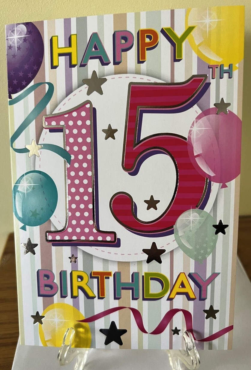 Cute Age 15 Happy Birthday Card Child Female Teenager Party Simon Elvin