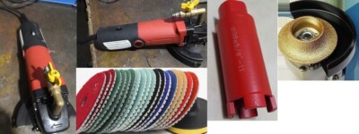 Wet Polisher 3/16'' Radius Bullnose 16 Pad 1 3/8'' Core Bit Granite Concrete stone