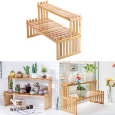 Wood Plant Stand Tabletop Window Flower Plant Pot 2 Tiers Shelf Storage Display