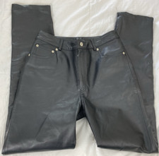 Newport News Women's Black Leather Pants Size 8T Lined 30x31 Higher Waist