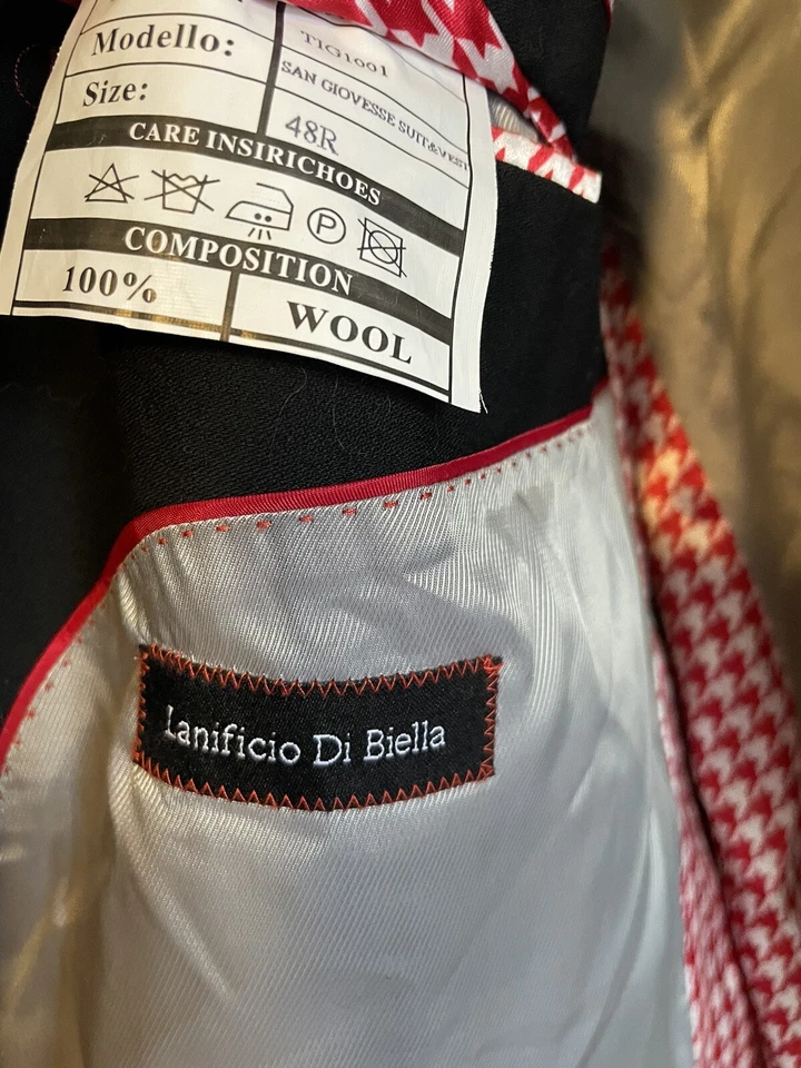Tiglio Rosso Hombre Traje de Lana Chaqueta Blazer 48R Negro 1 Botón Lanifico Di Biella Foto 4 de 4