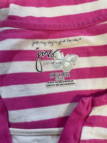 JMS 1X 16W Pink and White Striped Shirt Casual Shirt - Picture 6 of 8