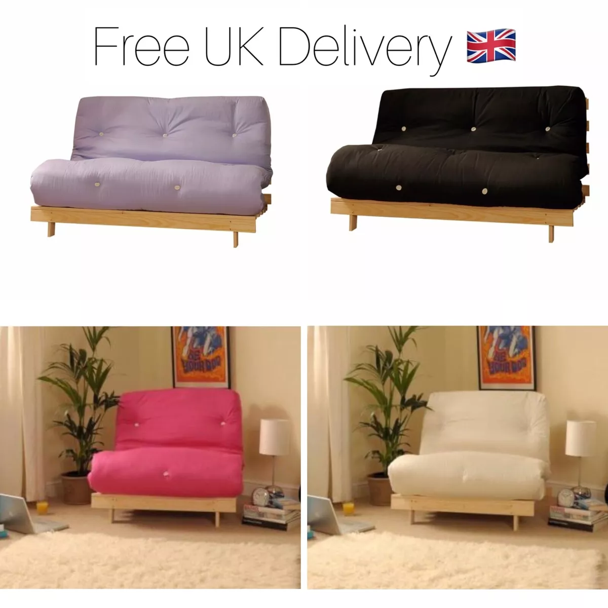 Wood frame shop futon with mattress