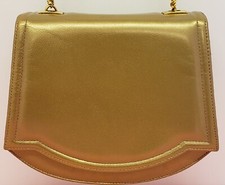 VTG MADE IN THE USA~FRENCHY OF CALIFORNIA GOLD LEATHER CROSSBODY PURSE~EUC