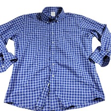 Brooks Brothers Shirt Mens 17 2/3 Blue Button Down Plaid Soft Oxford Regent Fit