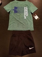 Under Armour Toddler Boy T-shirt and Nike Shorts lot 2T New