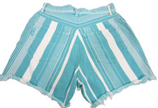 Gitano VTG 90s Denim Shorts Women 9/10 Aqua Stripe High Rise Cut-off Hip Hop