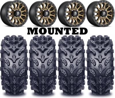 Kit 4 Interco Swamp Lite Tires 29.5x10-14 on Fuel Vector Bronze D600 Wheels HP1K