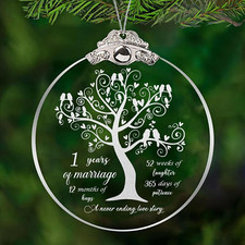 1 Year Wedding Ornament Gift for 1th Wedding Anniversary Gift Glass Ornament