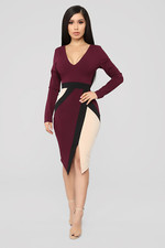 Fashion Nova Plum Stay Solid Colorblock Dress In Size S Brand New
