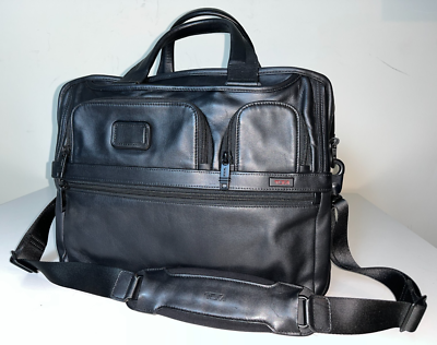 Tumi Alpha 2 Black Leather Expandable Organizer Brief 96141d2 for