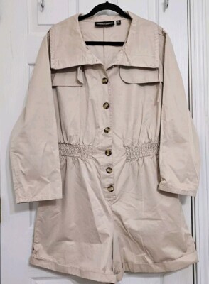 Gabrielle Union New York & Co Tan Romper Jumpsuit Shorts Size XL 