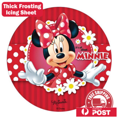 Minnie Mouse Edible Image Cake Topper Round Frosting Icing Party ...