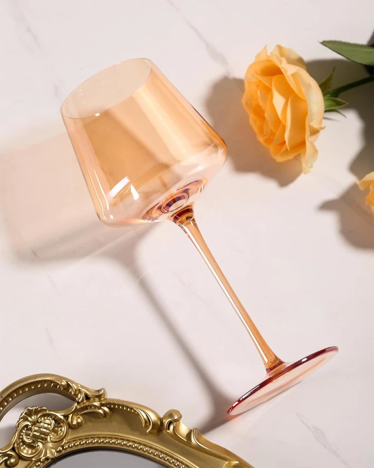 Colored Wine Glasses Set of 6-16Oz Hand Blown Crystal Colorful Glassware with Lo - Image 2 of 4