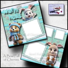 WARM HUGS  family winter 2 premade scrapbook pages paper printed BY CHERRY 0237