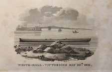 1825 Rowing Crew NYC Hudson River White-Hall Earliest American Engraving 