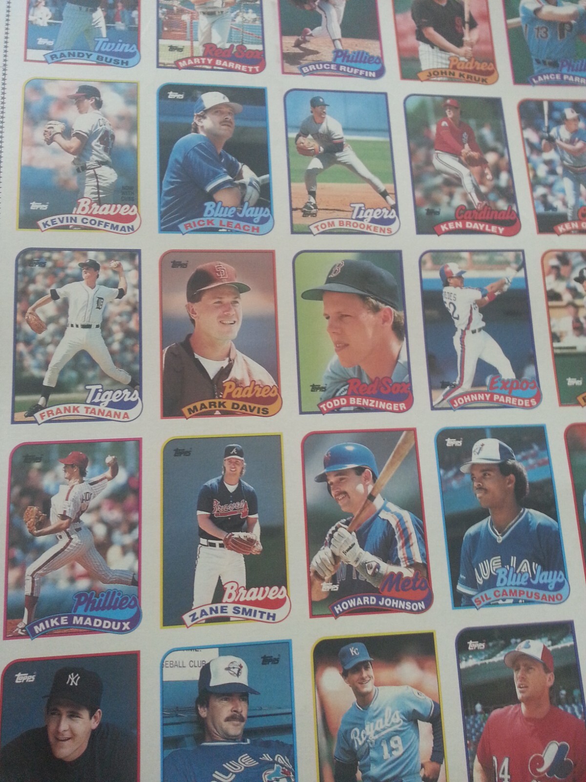 1989 Topp 132 Uncut Sheet Baseball Cards shipped without frame eBay