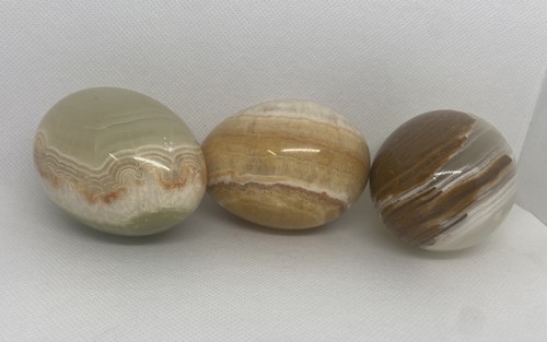 Vintage Marmor Alabaster Achat Geode Stein poliert Ei 3 Stück - Bild 4 von 12