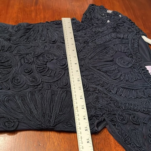 JS COLLECTIONS Elegant Navy Blue Textured nylon Dress SIze 4 - Picture 6 of 10