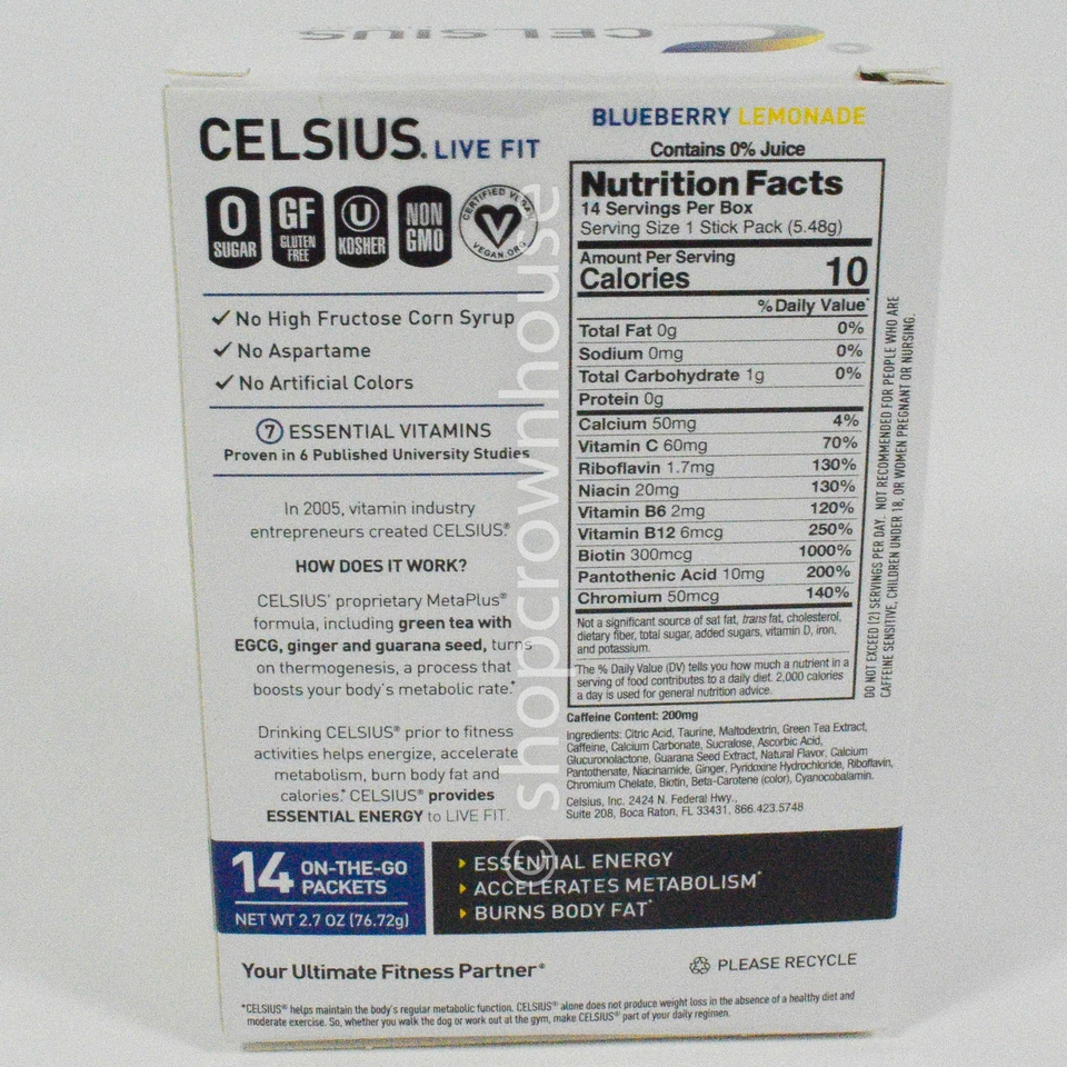 Celsius Live Fit Essential Energy BLUEBERRY LIMON 14 paquetes para llevar 04/2026 Foto 2 de 2
